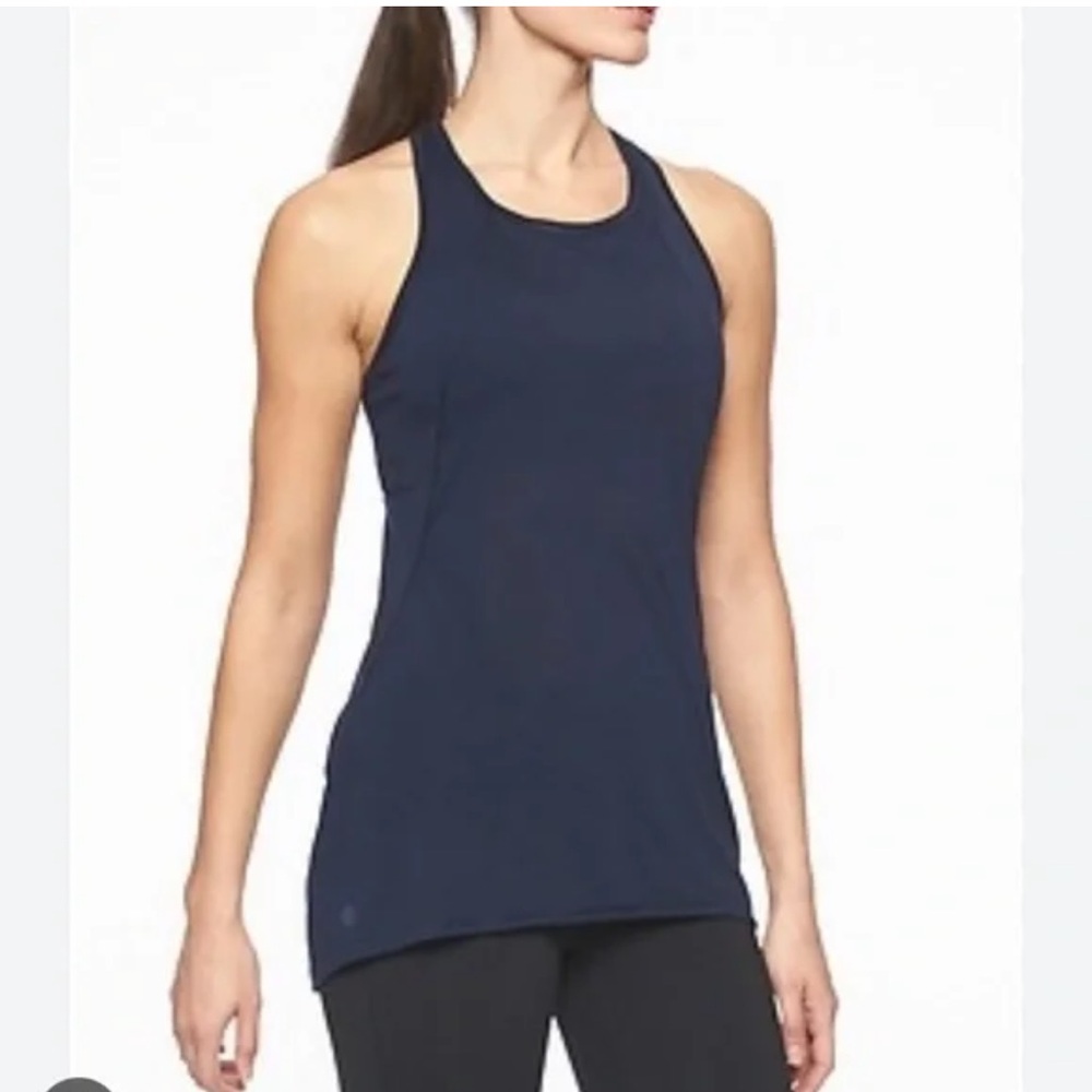 Athleta Dark Blue Cutout Repetition Tank Top
